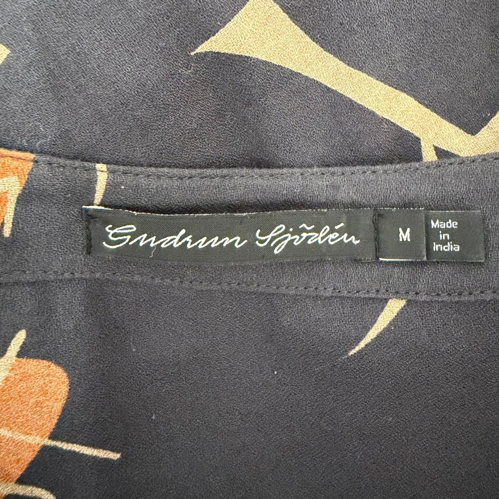 Gudrun Sjoden Womens Organic Cotton Floral Duster Cardigan Navy Rust Medium - Picture 8 of 14